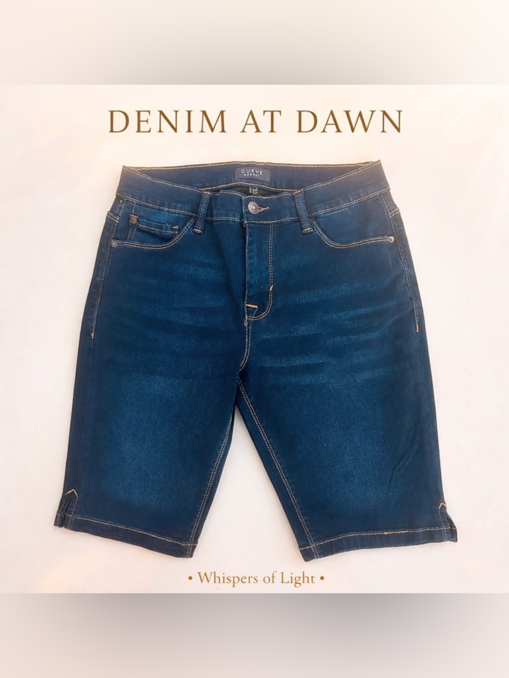 Curve Appeal Dark Wash Denim Bermuda Shorts Size 6/28 Stretch Mid Rise